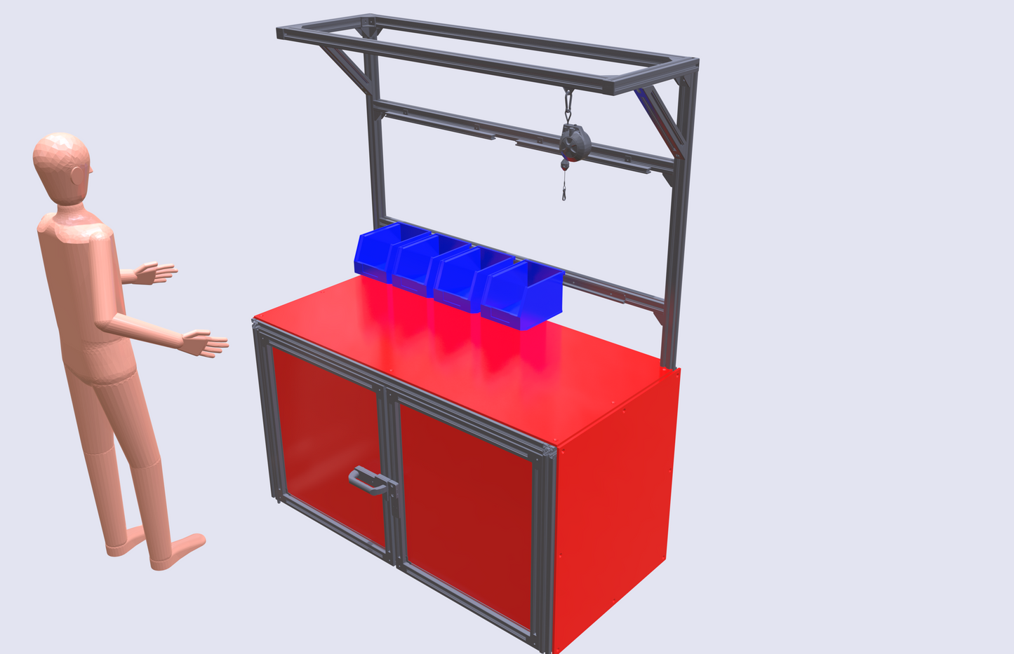 General Mobile Workstation with enclosed storage 1600 - 2000mm long