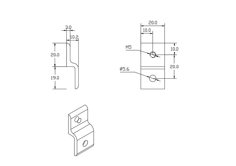 2020 T-Slot Single Hole Panel Retainer with threaded hole - 1-Hole Mount