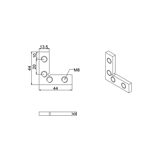 4040 T-Slot 4-Hole Internal-Slot Corner Bracket