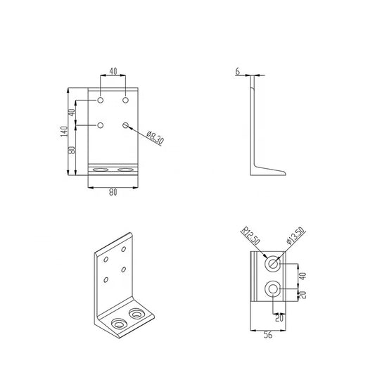4080 Floor Mount Base Plate CNC'd Silver Aluminium