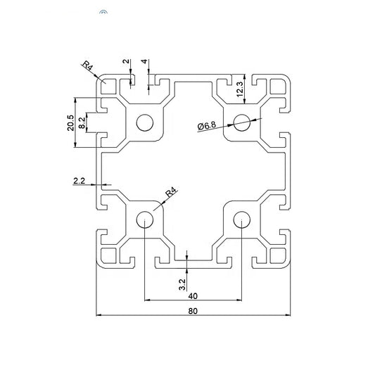 🚀NEW PRODUCT! 🎉8080 Aluminum T-Slot Profile with 8 Slots - Silver - 80mm x 80mm x 3000mm | 4.86kg/m