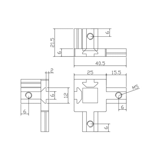 2525-T-Slot 3-Way Corner Connector & Cap