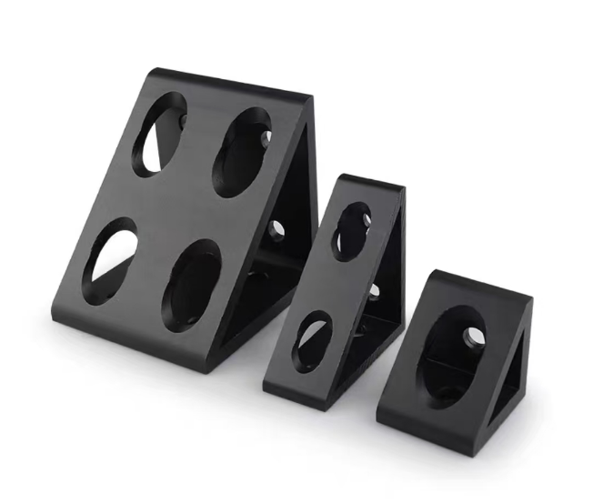 4040 T-Slot 2-Hole Gusseted Inside Corner Bracket Black or Silver