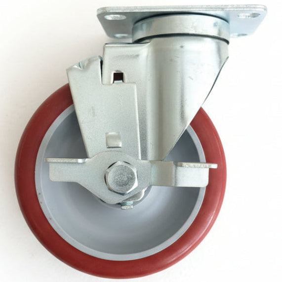 125mm Super-Duty Polyurethane Swivel Castor with Total Lock Brake – 100kg Rated