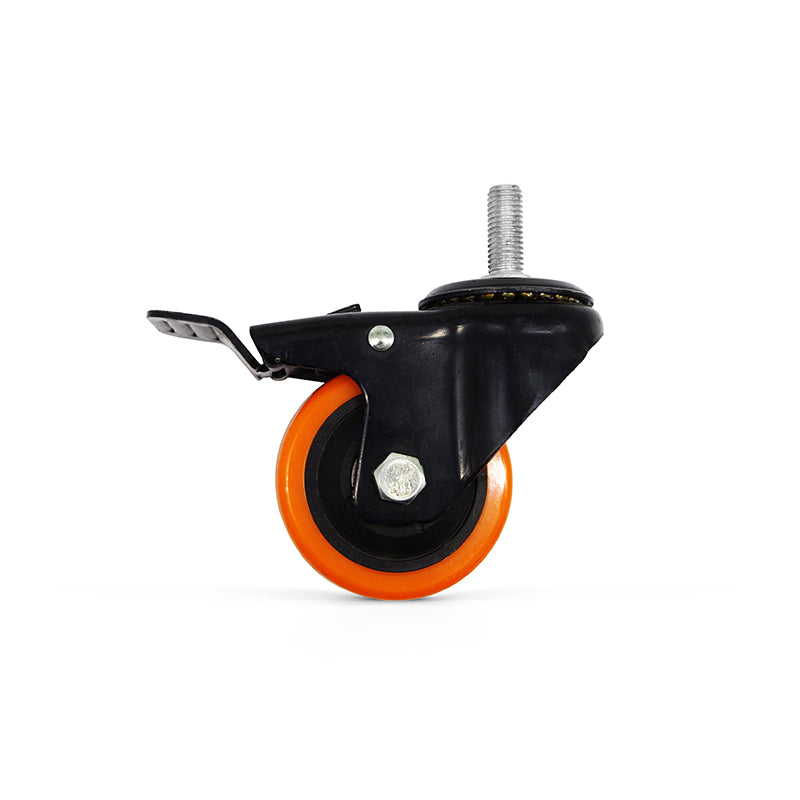 50mm Super-Duty High-Grade Rubber Castor Wheels M8x25mm Stud - Heavy Duty 75kg Load Capacity