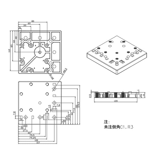 4040 & 4080 Die-Cast Aluminium Flange Mount Caster Base Plate