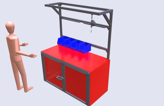 General Mobile Workstation with enclosed storage 1600 - 2000mm long