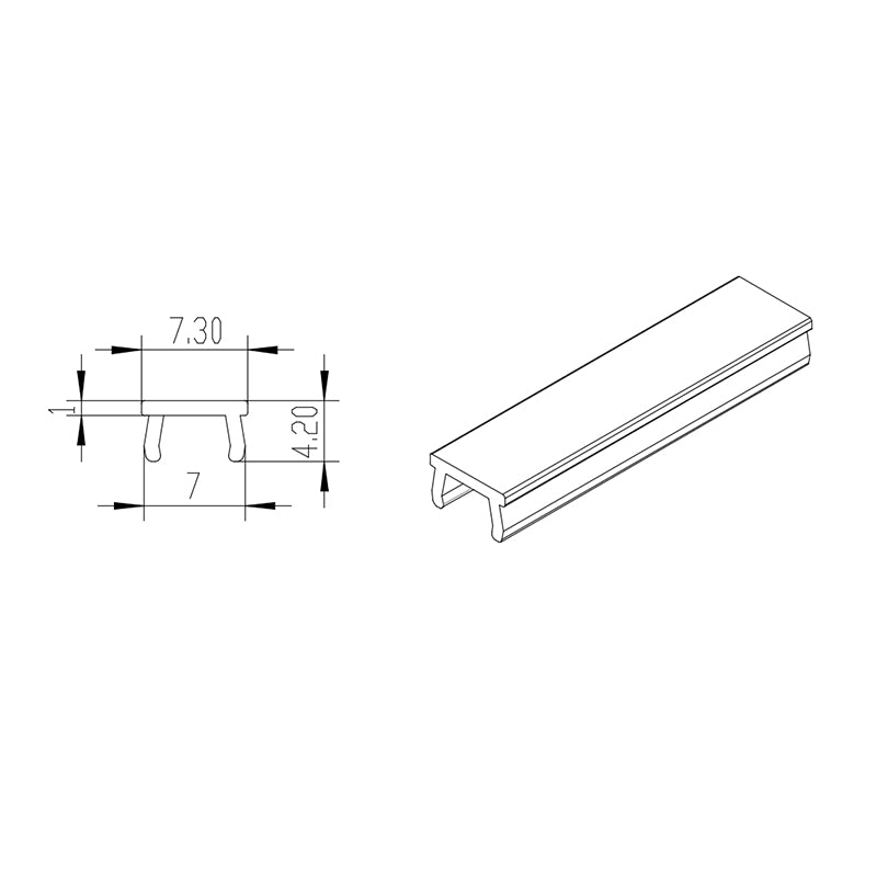 Rigid 2m black PP plastic filler strip for 2020 and 2525 series T-slot aluminium extrusion, snap-in slot cover for a flush finish