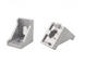 Silver 2020 series die cast aluminium 2-hole inside corner bracket with reinforcement gusset for T-slot profiles