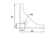 Black powder coated 2020 series 4-hole inside corner bracket with integrated center hole for panel attachment, die-cast aluminium construction dimensions