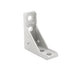 Black powder coated 2020 series 4-hole inside corner bracket with integrated center hole for panel attachment, die-cast aluminium construction 2