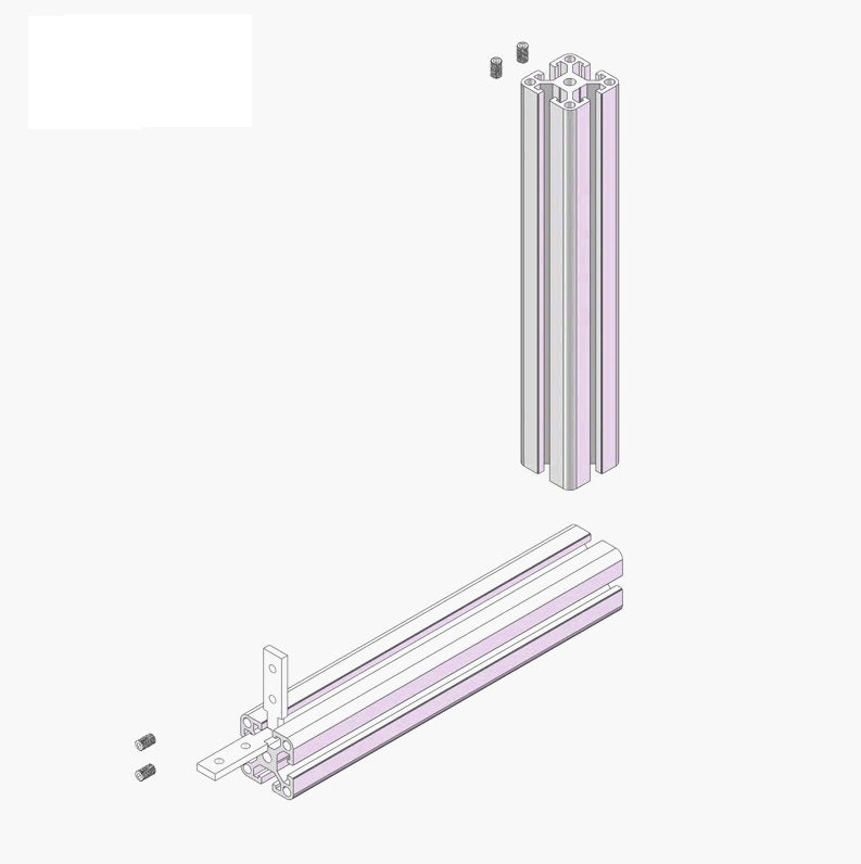 90-degree L-shaped inside corner connector for 2020 series T-slot aluminium extrusion, nickel plated steel hidden joint fastener with grub screws
