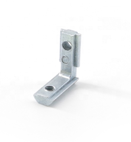 2020 series self-aligning inside corner connector for T-slot aluminium extrusion, die-cast zinc 90-degree joint with alignment tabs