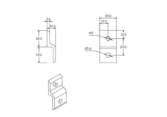 2020 T-Slot Single Hole Panel Retainer with threaded hole - 1-Hole Mount
