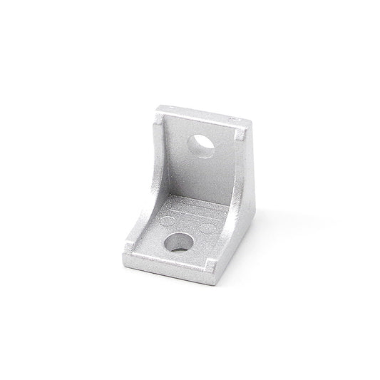 Silver 2525 series die cast aluminium 2-hole inside corner bracket with reinforcement gusset for T-slot profiles