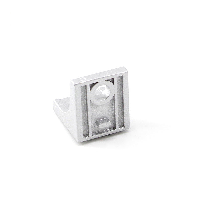 Silver 2525 series die cast aluminium 2-hole inside corner bracket with reinforcement gusset for T-slot profiles