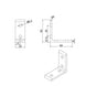 Industrial 2525 series 4-hole lite inside corner tall bracket for T-slot aluminium extrusion, silver finish without gusset dimensions
