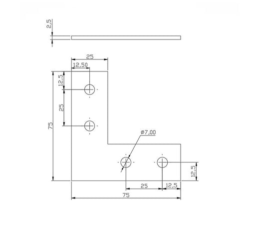 T-Slot 2525 "90 Degree" Flat Plate 4-hole Connector