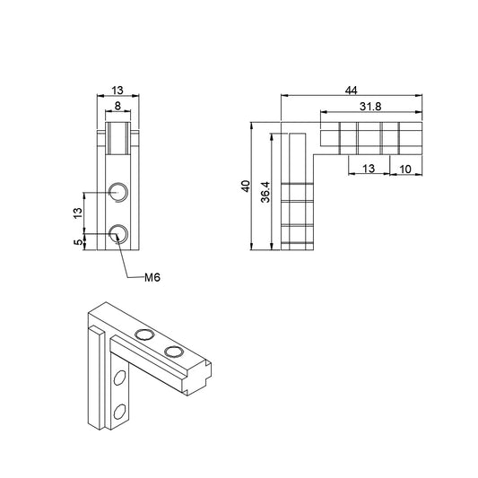 4040 T-Slot-Inside-Corner-Connector - Zn Coated