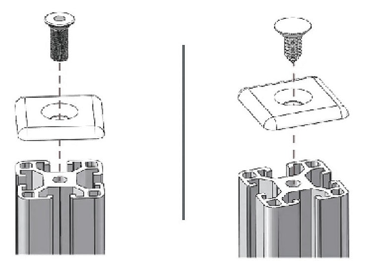 Black-40-series-t-slot-die-cast-end-cap-powder-coated-finish-install