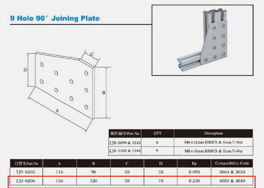 4040-4080-t-slot-9-hole-joining-plate-6206