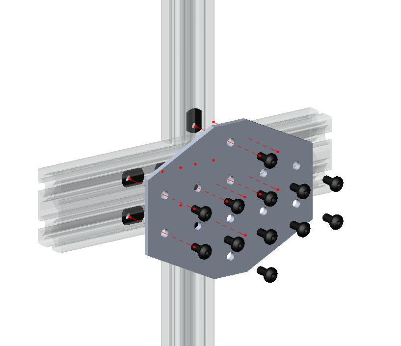 Heavy-duty 12-hole cross-shape flat joining plate for 4040 to 4080 series T-slot aluminium extrusion, reinforced steel connector for structural intersections