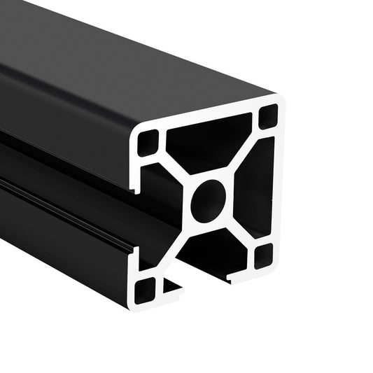 4040 Aluminum T-Slot Profile - 40mm x 40mm with 2 Slots & 2 Flat Walls - Black