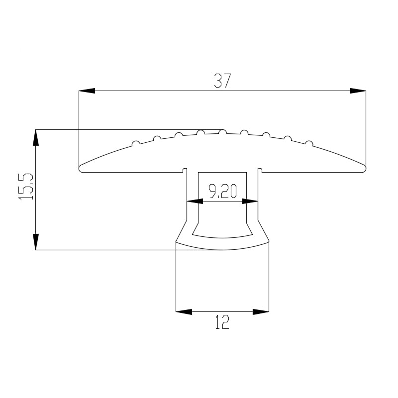 Flexible black rubber T-slot thread filler strip and slot cover for sealing aluminium extrusion channels, 2020,2525 and 4040 series compatible