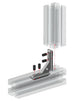 Silver 4040 series 4-hole inside corner bracket with integrated center hole for panel attachment, die-cast aluminium construction