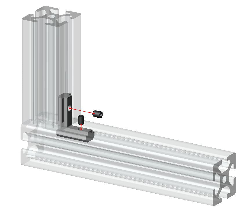 Internal 90-degree 4040 series inside corner connector for T-slot aluminium extrusion, zinc-plated steel hidden joint fastener