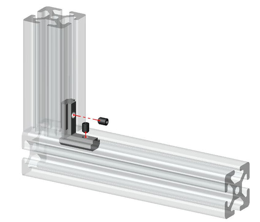Internal 90-degree 4040 series inside corner connector for T-slot aluminium extrusion, zinc-plated steel hidden joint fastener