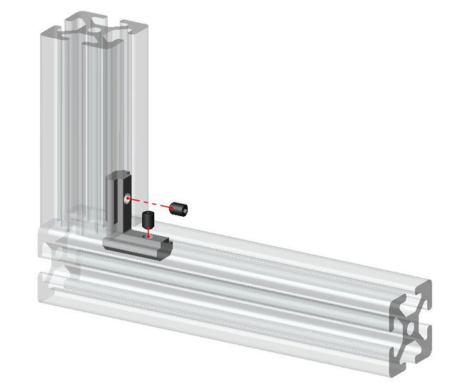 Internal 90-degree 4040 series inside corner connector for T-slot aluminium extrusion, zinc-plated steel hidden joint fastener