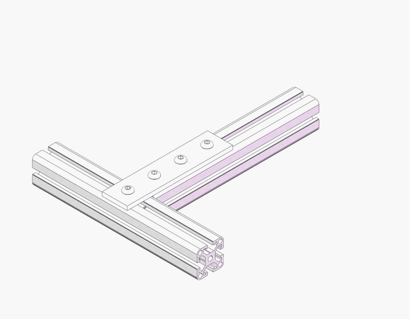 Heavy-duty 4-hole rectangular flat joining plate for 4040 series T-slot aluminium extrusion, silver anodized steel splice connector