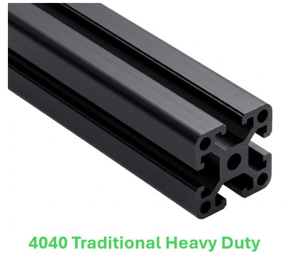 4040 Aluminum T-Slot Profile - 40mm x 40mm with 4 Slots - Silver or Black