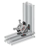 Heavy-duty 4080 and 8080 series wide gusseted inside corner bracket, 4-hole die-cast aluminium reinforcement for T-slot profiles