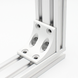 Premium CNC machined billet aluminium 8-hole inside corner bracket with concaved gusset for 4080 and 8080 T-slot profiles dimensions
