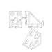 Heavy-duty 8-hole gusseted inside corner bracket for 4080 and 8080 series T-slot aluminium extrusion, reinforced  aluminium construction dimensions