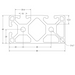 End view cross-section of a 4080 aluminum T-slot profile showing 40mm x 80mm dimensions with 3 open slots and 2 smooth architectural face