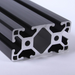 Cross-section of 4080 aluminum T-slot profile showing 40mm x 80mm dimensions and 6-slot mounting configuration in black finish