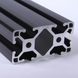 Cross-section of 4080 aluminum T-slot profile showing 40mm x 80mm dimensions and 6-slot mounting configuration in black finish