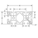 Cross-section of 4080 aluminum T-slot profile showing 40mm x 80mm dimensions and 6-slot mounting configuration in black finish