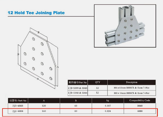 4080-t-slot-12-hole-tee-joining-plate-6084