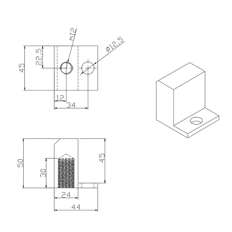 4040 & 4080 Die-Cast AluminiumTail Base Plate with M12 Hole P107 7972
