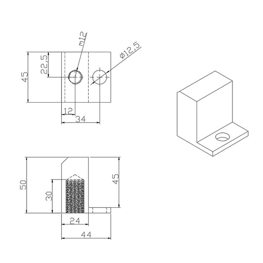 4040 & 4080 Die-Cast AluminiumTail Base Plate with M12 Hole P107 7972