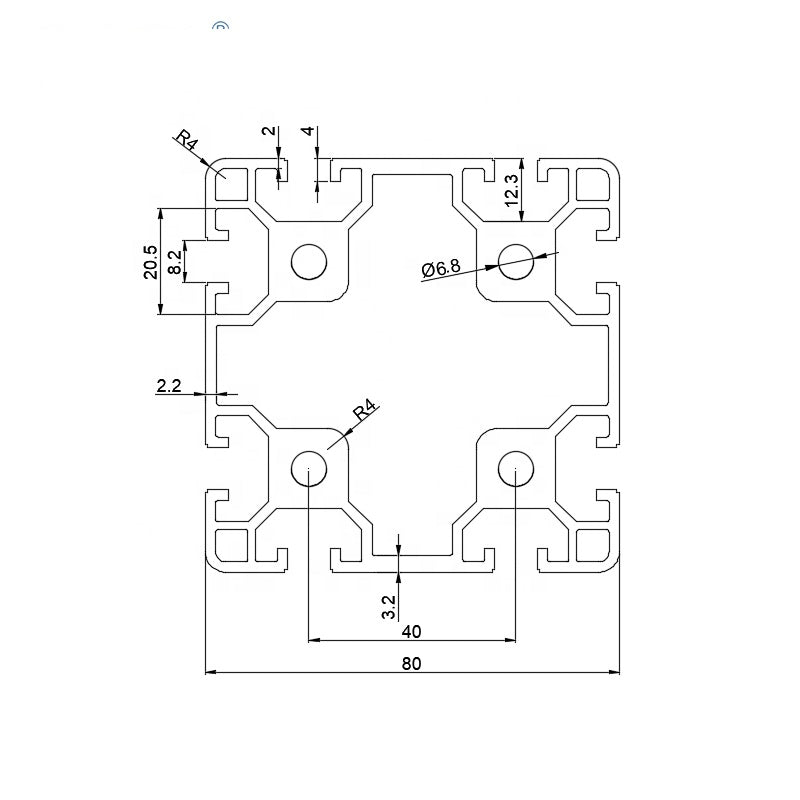 🚀NEW PRODUCT! 🎉8080 Aluminum T-Slot Profile with 8 Slots - Silver - 80mm x 80mm x 3000mm | 4.86kg/m