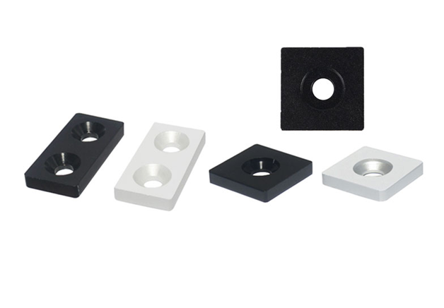 Black-40-series-t-slot-die-cast-end-cap-powder-coated-finish