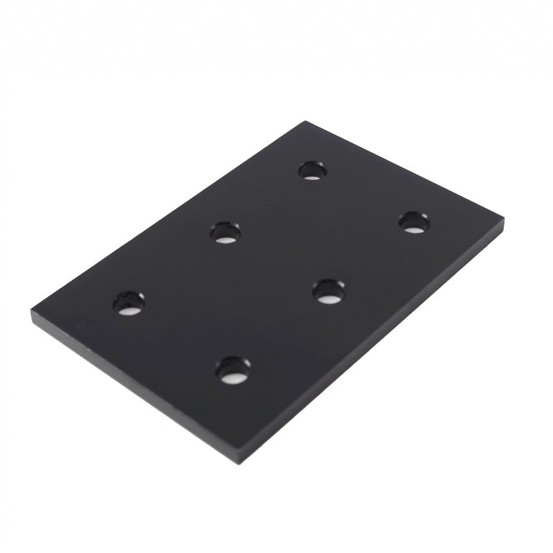 6-hole rectangular flat joining plate for connecting 4040 to 4080 series T-slot aluminium extrusion, black
