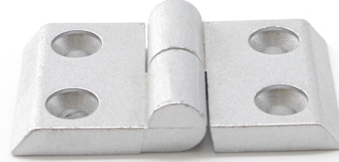 4040-T-Slot Die Cast Zinc Powder Coated Silver Door Hinge LHS - Short Style