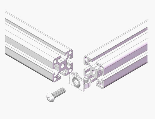2525 Concealed Inside Corner End Connector Fastener Bolted Anchor - Steel, Nickel Plated