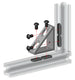 Heavy-duty 4040 series 4-hole tall inside corner bracket with reinforcement gusset, die-cast aluminium for T-slot extrusion joints